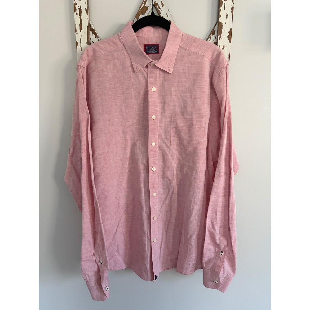 UNTUCKit Heathers Red Linen Blend‎ Mens Large Button Down Shirt